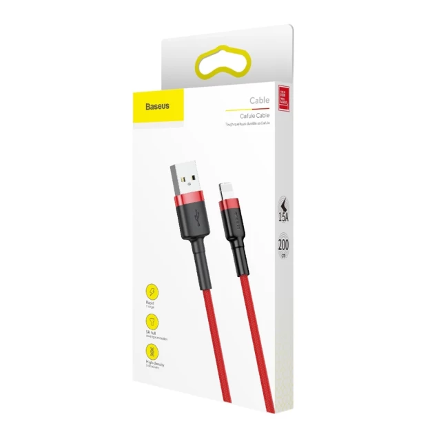 Кабель Baseus Kevlar Cable USB for Lightning 1.5A 2M Gray+Red (CALKLF-C09)