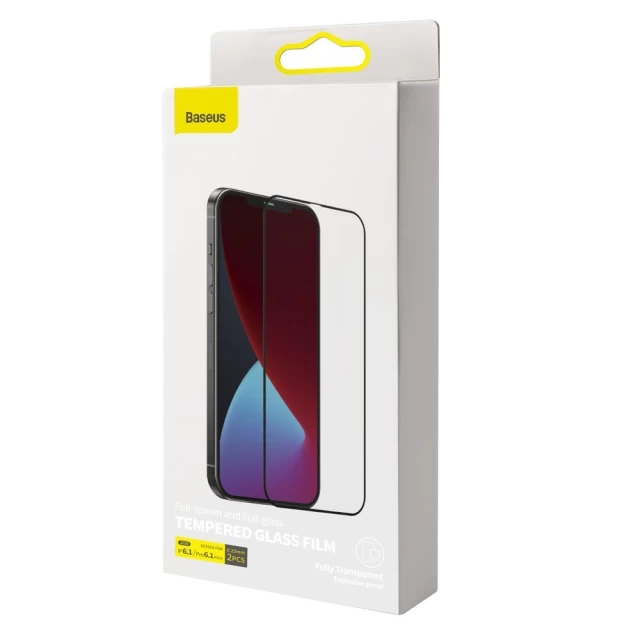 Защитное стекло Baseus Full Coverage Curved Tempered Glass 0.25 mm Black (2 pcs pack) For iPhone 12 | 12 Pro (SGAPIPH61P-KC01)