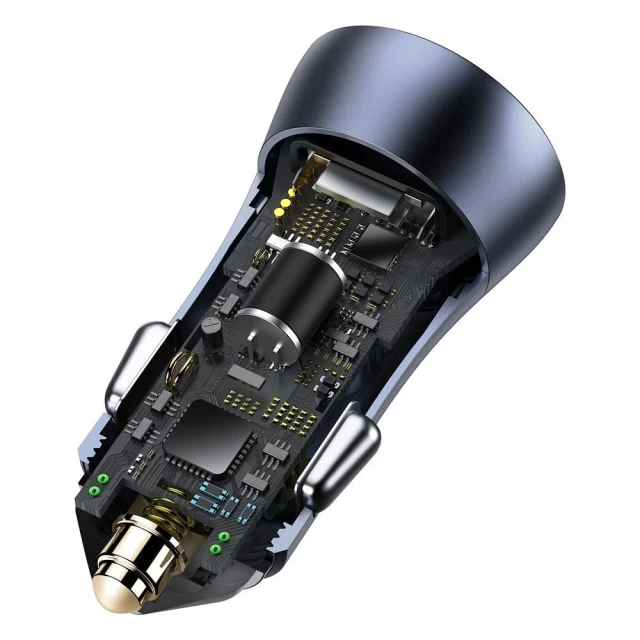 Автомобільний зарядний пристрій Baseus Golden Contactor Pro 40W 2USB with Cable Type-C 1m Dark Grey (TZCCJD-A0G)