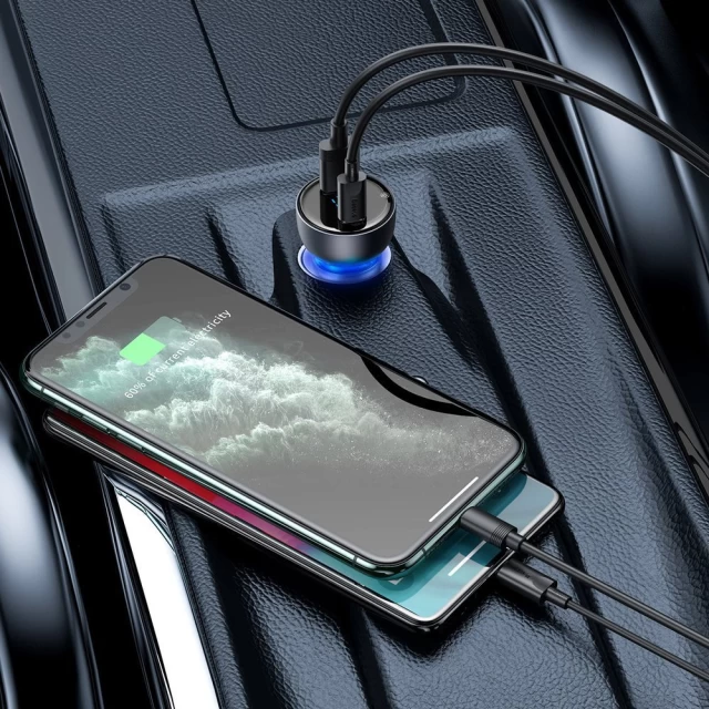 Автомобільний зарядний пристрій Baseus Particular Digital Display PPS Dual Quick Charger 65W USB Type-C Grey (CCKX-C0G)