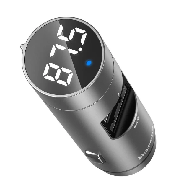 Автомобільний зарядний пристрій Baseus Energy Column Bluetooth FM Launcher 2USB Silver (CCNLZ-0S)