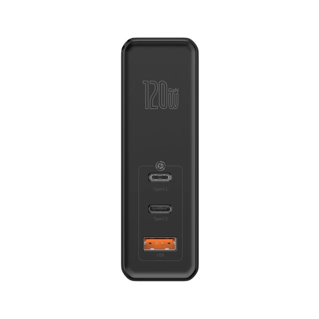 Мережевий зарядний пристрій Baseus Mini QC 120W 2xUSB-C | USB-A with USB-C to USB-C Cable 1m Black (CCGAN-J01)