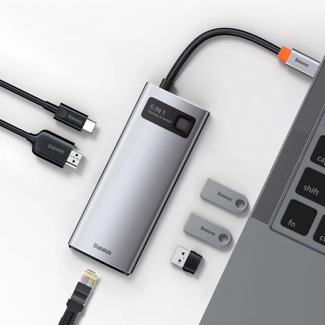 USB-хаб Baseus Metal Gleam Multifunctional 6-in-1 (CAHUB-CW0G)