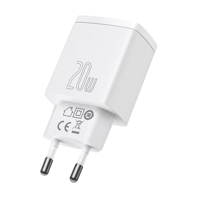 Сетевое зарядное устройство Baseus Compact QC 20W USB-C | USB-A White (CCXJ-B02)