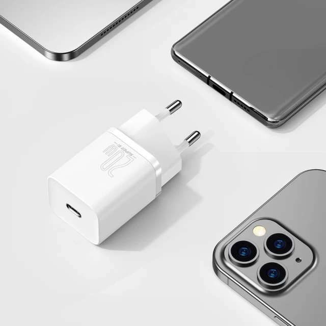Сетевое зарядное устройство Baseus Super Silicone PD 20W USB-C with USB-C to Lightning Cable 1m White (TZCCSUP-B02)