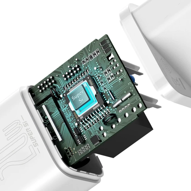 Сетевое зарядное устройство Baseus Super Silicone PD 20W USB-C with USB-C to Lightning Cable 1m White (TZCCSUP-B02)