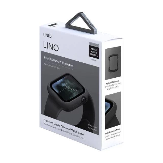 Чохол Uniq Lino для Apple Watch 4 | 5 | 6 | SE 40 mm Black/Ash Black (UNIQ-40 mm-LINOBLK)