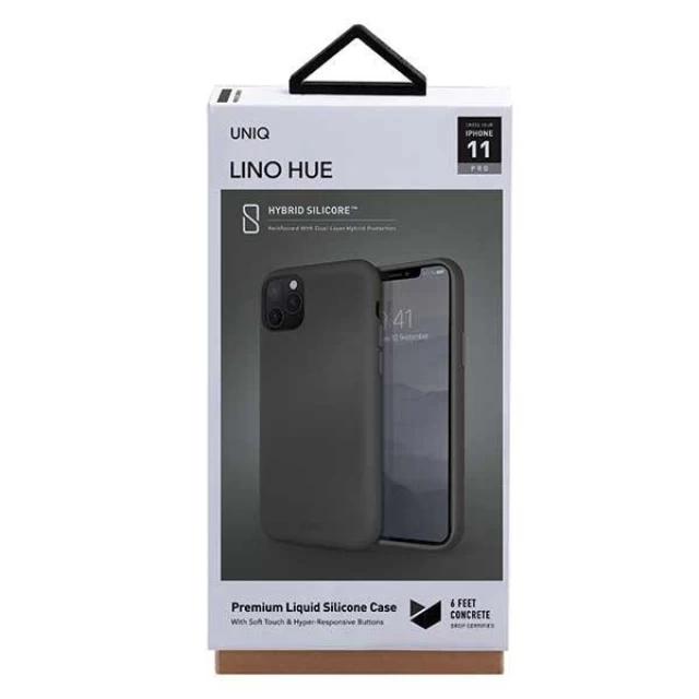 Чохол Uniq Lino Hue для iPhone 11 Pro Moss Gray (UNIQ-IP5.8HYB(2019)-LINOHGRY)