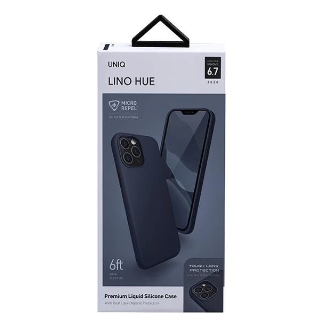 Чохол Uniq Lino Hue для iPhone 12 Pro Max Marine Blue Antimicrobial (UNIQ-IP6.7HYB(2020)-LINOHBLU)