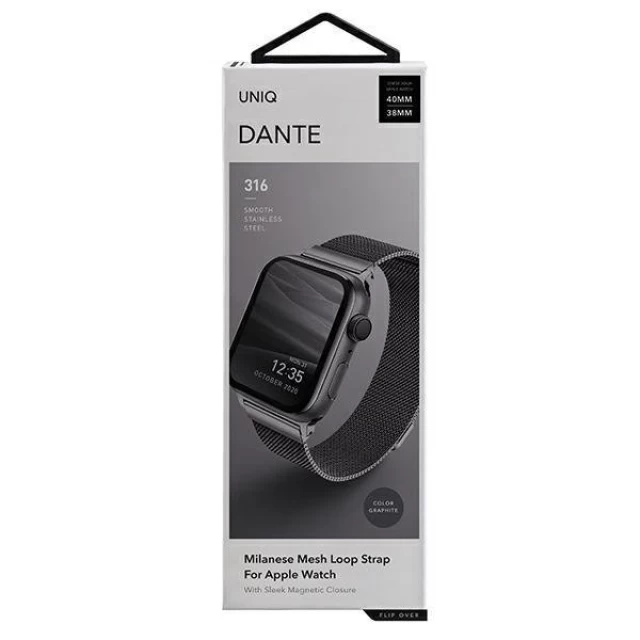 Ремінець Uniq Dante для Apple Watch 41 | 40 | 38 mm Graphite (UNIQ-40MM-DANGRP)