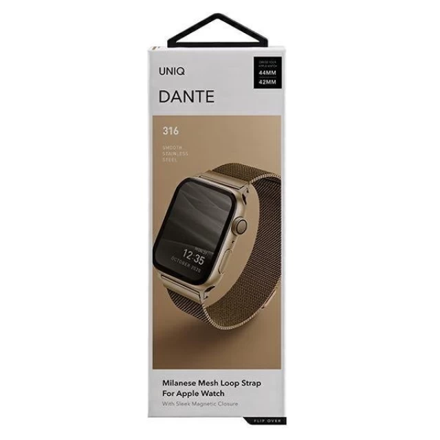 Ремінець Uniq Dante для Apple Watch 49 | 45 | 44 | 42 mm Carmel Gold (UNIQ-44MM-DANGLD)