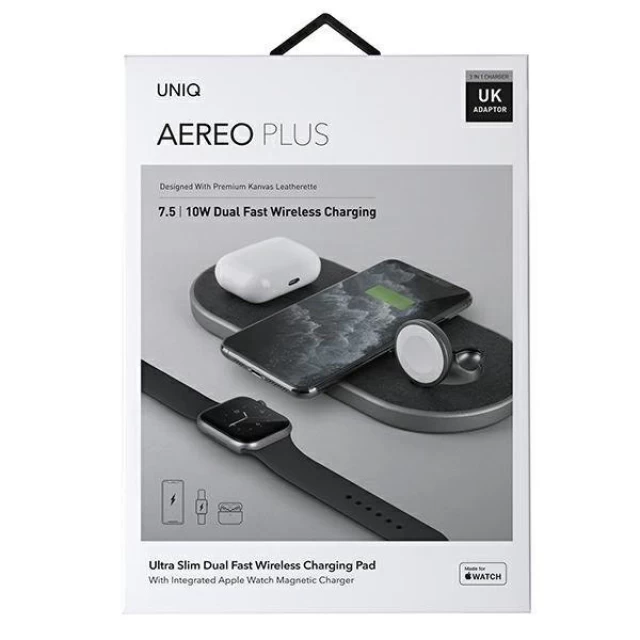 Бездротовий зарядний пристрій Uniq Aereo Plus FC 3-in-1 30W Black/Obisdian Knit Black (8886463672631)