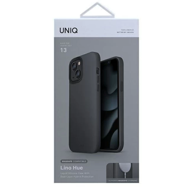 Чехол Uniq Lino Hue для iPhone 13 Charcoal Grey with MagSafe (UNIQ-IP6.1HYB(2021)-LINOHMGRY)