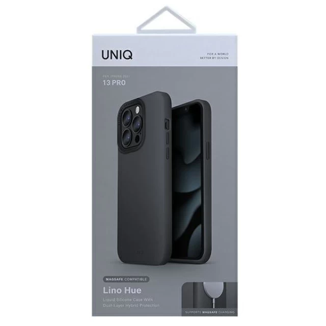 Чохол Uniq Lino Hue для iPhone 13 | 13 Pro Charcoal Grey with MagSafe (UNIQ-IP6.1PHYB(2021)-LINOHMGRY)