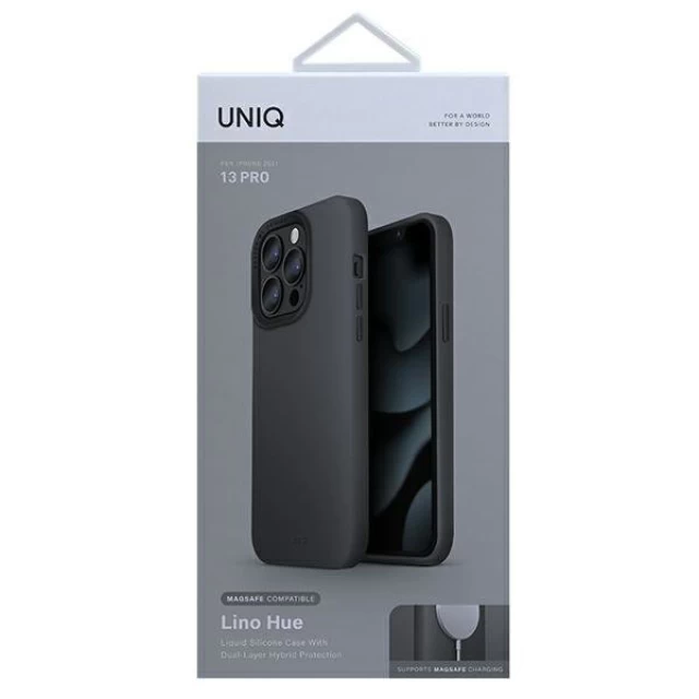 Чехол Uniq Lino Hue для iPhone 13 | 13 Pro Charcoal Grey with MagSafe (UNIQ-IP6.1PHYB(2021)-LINOHMGRY)