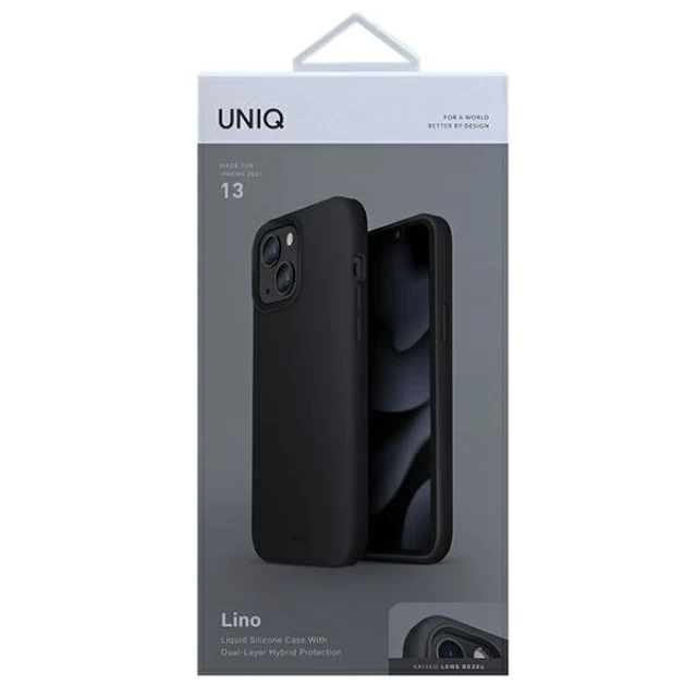 Чохол Uniq Lino для iPhone 13 Black (UNIQ-IP6.1HYB(2021)-LINOBLK)
