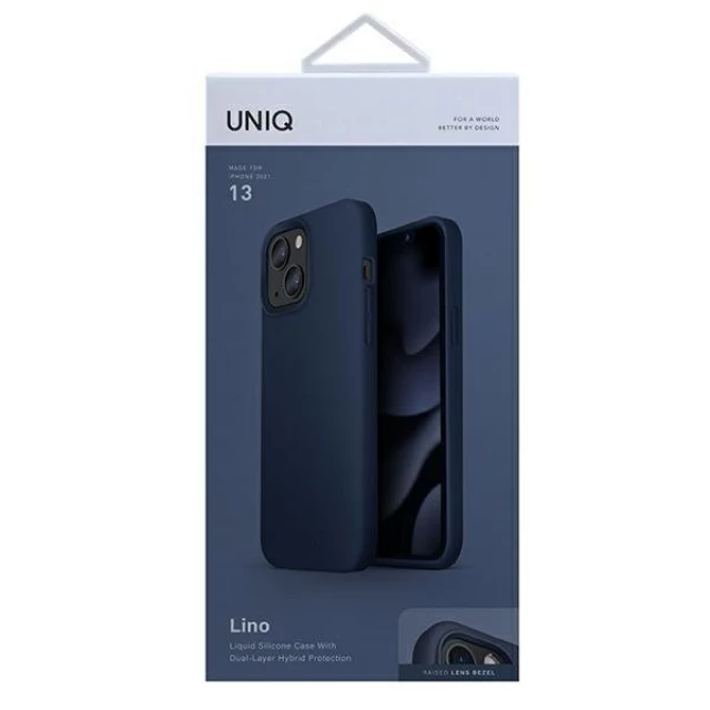Чохол Uniq Lino для iPhone 13 Marine Blue (UNIQ-IP6.1HYB(2021)-LINOBLU)