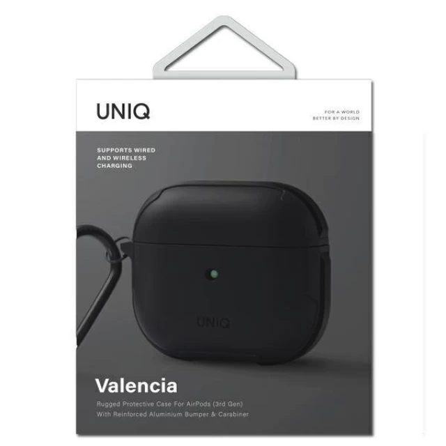 Чехол Uniq Valencia для AirPods 3 Midnight Black Antimicrobial (UNIQ-AIRPODS(2021)-VALBLK)