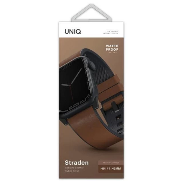 Ремінець Uniq Straden для Apple Watch 49 | 45 | 44 | 42 mm Brown (UNIQ-45MM-STRABWN)