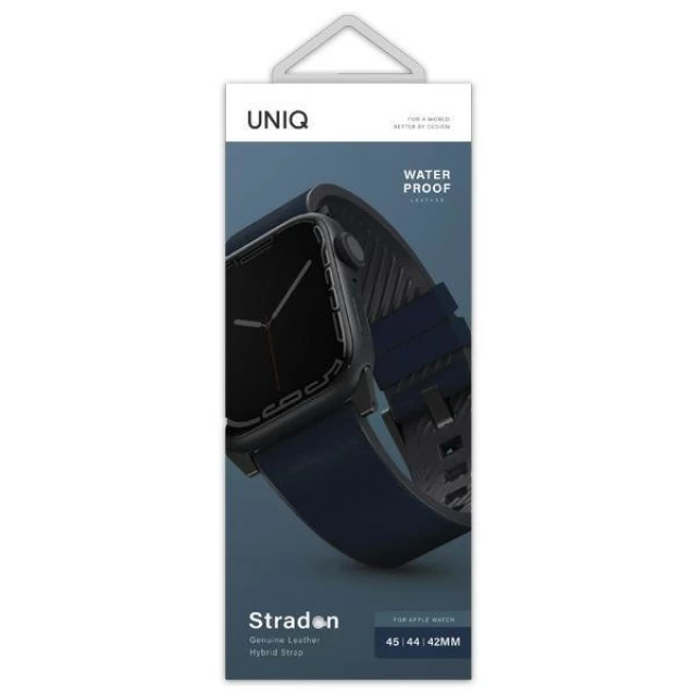 Ремінець Uniq Straden для Apple Watch 49 | 45 | 44 | 42 mm Blue (UNIQ-45MM-STRABLU)
