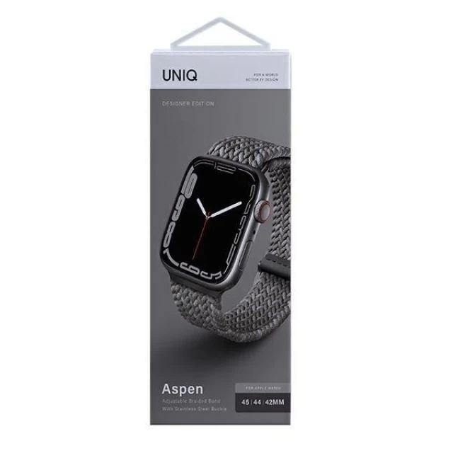 Ремешок Uniq Aspen Braided DE для Apple Watch 49 | 45 | 44 | 42 mm Pebble Grey (UNIQ-45MM-ASPDEPGRY)