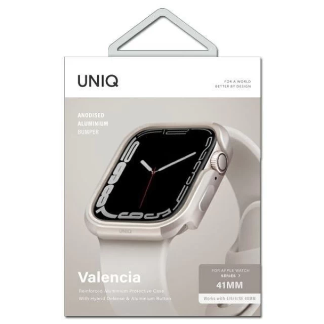 Чехол Uniq Valencia для Apple Watch Series 4 | 5 | 6 | 7 | SE 40/41 mm Starlight (UNIQ-41 mm-VALSLGT)